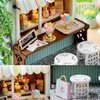 TuKIIE DIY Miniature Dollhouse Kit with Furniture, 1:24 Scale Creative Room Mini Wooden Christmas Doll House Plus Dust Proof for Kids Teens Adults(Dessert Time)