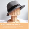 Hat Display Stand Rattan Mannequin Stand Display Showcase Hat Cap Hair Wig Stand Holder Handmade Wicker Exhibition Salon Barber Shop Beautician Hairdresser Hair Stylist Demo