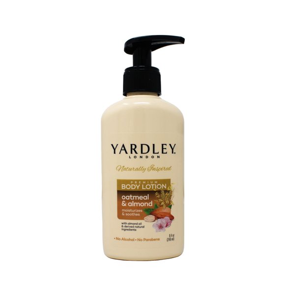 Yardley London Naturally Inspired Premium Body Lotion, Oatmeal & Almond, Moisturizes and Soothes with Almond Oil & Derived Natural Ingredients, No Alcohol, No Parabens, 8.4 oz
