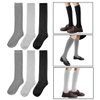 Topbuti 3 Pack School Uniform Cotton Knee High Socks Black White Grey Knee High Socks for Girls and Boys