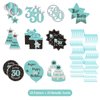 Happy 30th Birthday Party Hanging Swirls Streams Ceiling Decorations, Celebration 30 Foil Hanging Swirls with Cutouts for 30 Years Teal Silver Black Blue Birthday Party Decorations Supplies