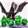 HAOMEJA Hollow Dragon Dice DND Metal Dice Set 7 Role Playing Dice D&D Dungeons and Dragons Dice (Green)