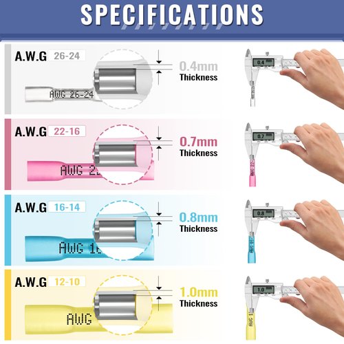 Heat Shrink Butt Wire Connectors, Sopoby 210Pcs 22-16 AWG Red Insulated Waterproof Electrical Wire Connectors Automotive Marine Grade Wire Crimp Terminals Butt Splices, Ideal for Boat, Truck, Red