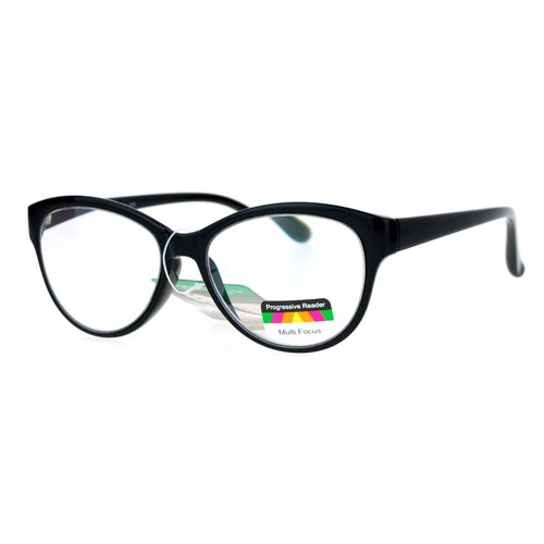 SA106 Cat Eye Multi 3 Focus Progressive Reading Glasses Black 1.5