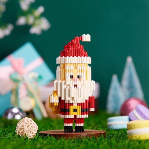 Hisgeru Christmas Building Blocks Compatible for Lego Christmas Santa Claus Micro Blocks Stacking New Toys Holiday Present Box New Year Gifts for Kids 6-12 Years Old Boys and Girls (Santa)