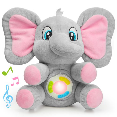 JOYIN Musical Elephant Plush Baby Toy, Stuffed Animal with Music & Light, Baby Musical Soft Plush Toys for Infant Babies, Christmas Birthday Gifts for Boys and Girls 6+ Months
