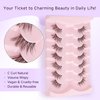 Lashes Half Eyelashes 14mm False Eyelashes Natural Cat Eye Lashes Wispy Eyelashes with Thin Band 3D Volume False Lashes C Curl Natural Eyelashes Soft Strip Lashes Pack 7 Pair EVENTILL