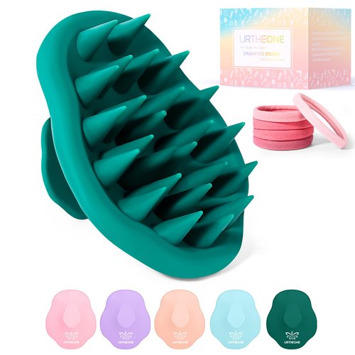 URTHEONE Scalp Massager Shampoo Brush for Hair Growth,Soft Silicone Scalp Scrubber Shower Brush for Women Men Kids Stress Relax&Scalp Exfoliator,Scalp Scrubber for Dandruff Removal (Forest)