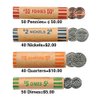 NATURALABEL 72 Assorted Coin Wrappers Rolls - 18 Quarters, 18 Pennies, 18 Nickels, 18 Dimes, Durable Preformed Paper Coins Tubes, Change Rolls Wrappers (72pcs)