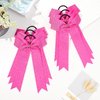 DEEKA 12 PCS Glitter Collegiate Style Cheer Bows Long Tail Full Rhinestones Skinny Shiny Cheer Bow Ponytail Holder Handmade Bows for Girls Teens Cheerleader Sports -Pink