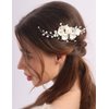 Rumtock White Flower Beads Hair Comb Side Headpiece for Wedding Brides Women Hair Accessories