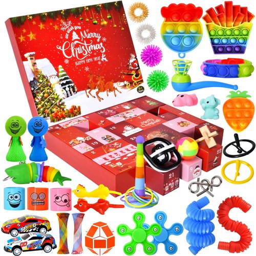 Fidget Christmas Countdown Calendar-Advent Calendar 2024 for Kids-24 Days Surprise Christmas Reusable Present Box-Holiday Xmas Count Down Advent Calendars Sensory Toy for Toddlers Boys Teens Adults Girls
