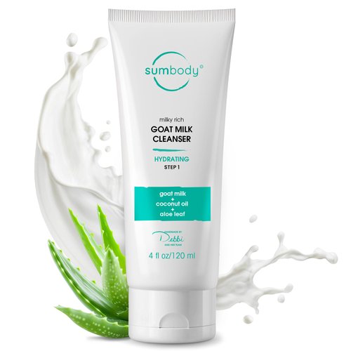 Sumbody Face Wash for Women & Men Goat Milk Cleanser – (4oz) Cruelty Free Face Wash, Organic Gentle Face Cleanser with AHAs & Vitamins for Sensitive Skin, Day and Night Face Wash Cleanser for Dry Skin