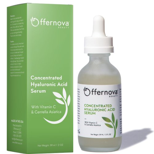 Concentrated Hyaluronic Acid Serum with Vitamin C & Centella Asiatica - Pure Organic Vegan Ingredients - Suero Concentrado de Acido Hialuronico