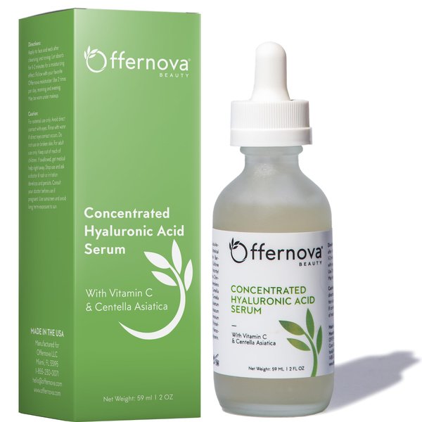 Concentrated Hyaluronic Acid Serum with Vitamin C & Centella Asiatica - Pure Organic Vegan Ingredients - Suero Concentrado de Acido Hialuronico