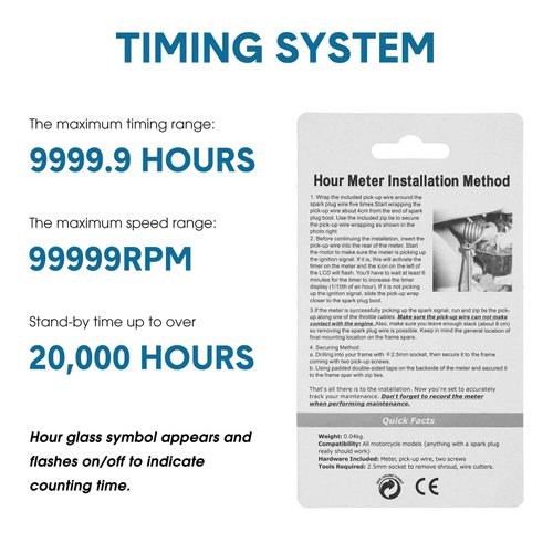 4 Pieces Hour Meters for Small Engines Inductive Digital Engine Meter Automatically Shutdown Tachometers Small Hour Tachometers for Motorcycle Lawn Mower Generator Chainsaws (Black)