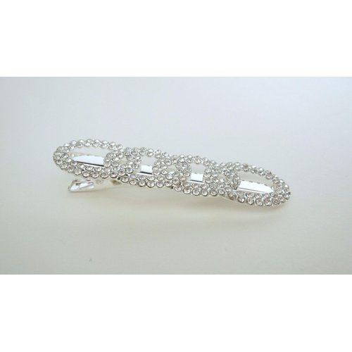 Generic Silver metal infinity oval shaped crystal alligator hair claw clip clamp