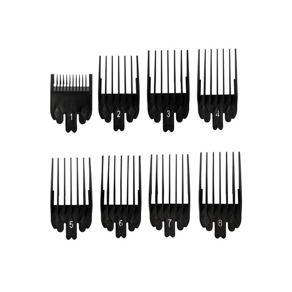 8 Pcs Professional Hair Clipper Combs Guides, Hair Clipper Combs Guides Replacement Guards Set #3171-400 – 1/8” to 1” Fits Most Size Clippers/Trimmers, Black