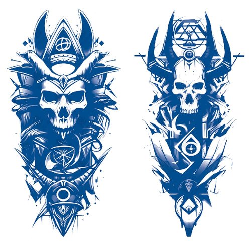 Oottati 2 Sheets Semi Permanent Waterproof Temporary Tattoos, 2 Weeks Long Last, 100% Plant-Based Ink Infinity Realistic Stickers, Skull Samurai