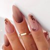 Fall Press on Nails Medium Long 24Pcs Almond Fake Nails Full Cover Maple Leaf Gold Foil Designs Nail Art Supplies Autumn False Nails Stick on Nails for Women Girls Acrylic Nails Manicure Decorations
