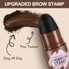 Eyebrow Stamp Stencil Kit - Eyebrow Powder, Makeup for Natural-Looking Brows, Eyebrow Stamp Kit with 27 Reusable Stencils, Easy to Use, Waterproof & Smudge-Proof, Long-Lasting, Dark Brown