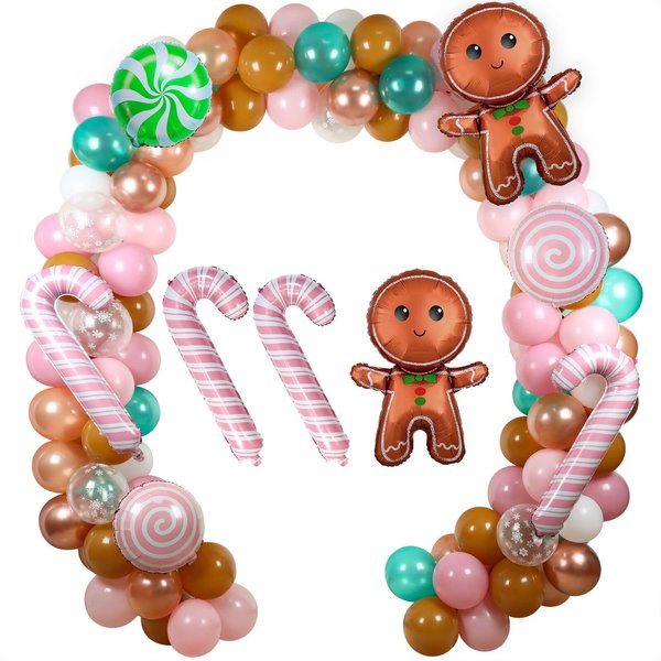 Christmas Balloon Garland Arch Kit, 133Pcs Red Green Snowflakes Christmas Balloons with Candy Cane Foil Balloons for Christmas Decorations Xmas New Year Birthday Party Supplies