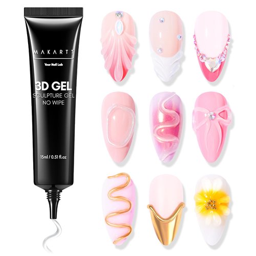 Makartt 3D Gel - Nail Art Sculpting Gel Nail Glue 15g No Wipe Clear Gel Polish for Nail Designs Fall Winter DIY Nail Art for Drawing, Molding, Sculpture and Christmas Decoration