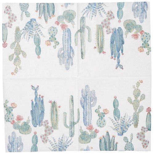 Boston International IHB 3-Ply Paper Napkins, 20-Count Lunch Size, My Little Green Cactus
