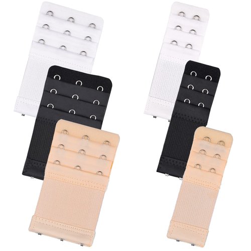 Tiousoni 6 Pieces Women's Bra Extenders 2 Hook / 3 Hook Comfortable Stretchy Bra Extension Strap (Black, White, Nude)