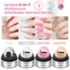 SAVILAND Non Sticky Solid Builder Nail Gel Kit: 4 Color Long-lasting Clear Nude White Pink Solid Hard Gel with Chrome Nail Powder for Nail Extension 3D Sculpting Nail Art Starter Kit DIY Home Salon