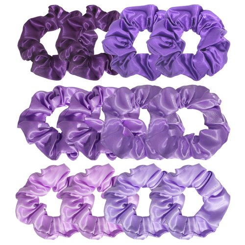 Jaciya 12 Pack Elastics Band Hair Scrunchies Purple Satin Scrunchy Elastic Hair Bobbles Scrunchies Hair Ties Ponytail holder Hair Accessories for Women Girls