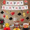 Refavor Casino Theme Party Decorations - 15PCS Casino Happy Birthday Banners Poker Birthday Party Decorations Casino Hanging Swirl Table Centerpieces Decor Supplies Casino Games Birthday Party