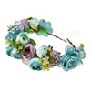 June Bloomy Women Rose Floral Crown Hair Wreath Leave Flower Headband with Adjustable Ribbon (White)