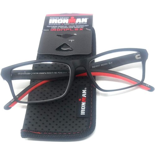 Foster Grant Ironman Reading Glasses, Black/Red (+2.75)