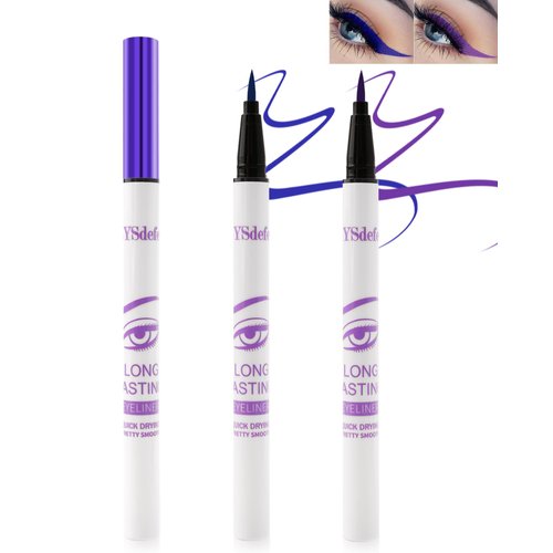 Liquid Eyeliner Pencil-2Pcs Waterproof Long Lasting Blue Purple Eye Liner Pen,Quick-drying High-pigmented Colored Eyeliner, Ultra-Fine Tip Eye Liner Pencil,Thanksgiving Eye Makeup Gift for Women-04+05