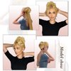 Claw Clip Messy Bun Hair Piece Real Human Hair Buns Wavy Curly Chignon Hair Bun Extensions Tousled Updo Hair Buns Claw Clip Ponytail Hairpieces with Clip for Women（Brown with Blonde Highlights）