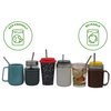 Medium Safer Rounded End Stainless Steel Metal Straws for Pint Mason Jars, Medium Cups, or Pint Glasses (4 Pack + Cleaning Brush + Bag)