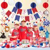 Baseball Birthday Party Decorations Baseball Happy Birthday Banners Navy Blue Red Honeycomb Ball Baseball Theme Hanging Swirl Streamer Circle Dot Garland Decor for Kids Adult Sports Party Supplies