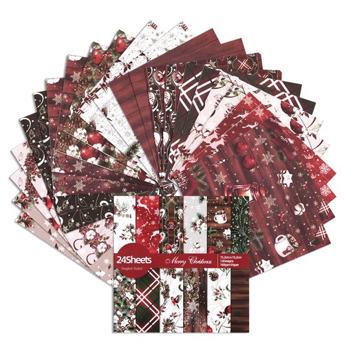 Christmas Scrapbook Paper Pad 6x6 inch, Assorted Pattern,24pcs Scrapbooking DIY Decorative Cardmaking Craft Paper (Vintage Christmas)
