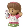 Little People Fisher-Price Figure for Toddler Dollhouse Playset - HXC05 - Little Girl Mia Figure with Brown Hair and Pink Hair Bow - Holding a White Bunny Rabbit