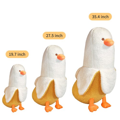 PEACH CAT Banana Duck Plush Toy Cute Plushie Hugging Plush Pillow Duck Stuffed Animal for Girls and Boys White 19.7"