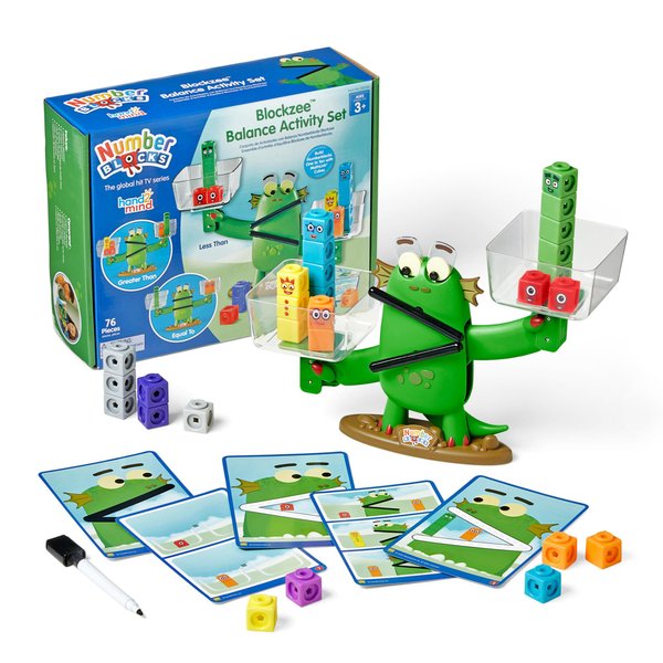 hand2mind Numberblocks Blockzee Balance Activity Set, 61 MathLink Cubes, Balance Scale, Counting Toys, Numbers for Toddlers, Educational Toys, Preschool Learning Activities, Birthday Gifts for Kids