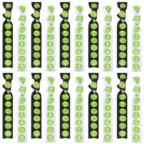 Hanaive 20 Pcs Tennis Hair Ties Tennis Hair Accessories Tennis Party Favors Team Gifts Tennis Scrunchie Elastic Ponytail Holders No Crease Ribbon Party Accessories for Women