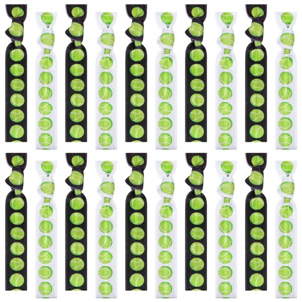 Hanaive 20 Pcs Tennis Hair Ties Tennis Hair Accessories Tennis Party Favors Team Gifts Tennis Scrunchie Elastic Ponytail Holders No Crease Ribbon Party Accessories for Women