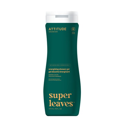 ATTITUDE Body Wash, EWG Verified Shower Gel, Dermatologically Tested, Plant and Mineral-Based, Vegan Personal Care Products, Orange Leaves, 16 Fl Oz