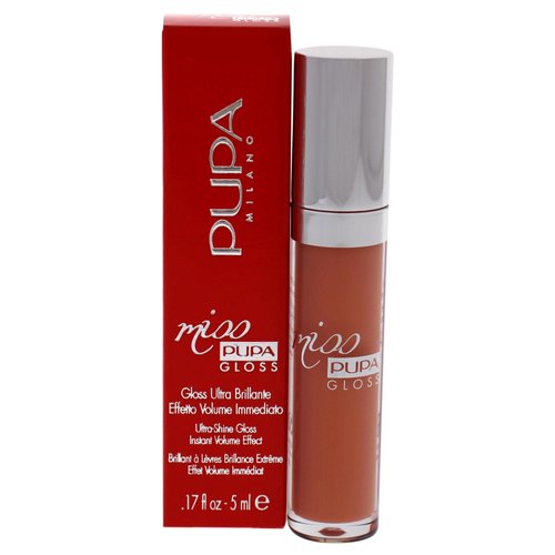 Pupa Milano Miss Milano Lip Gloss - Shiny, Smooth, Plump - Soft, Innovative Gel Texture - Glides Smoothly On Lips - For A Moisturizing And Volume Enhancing Effect - 201 Tender Apricot - 0.17 OZ