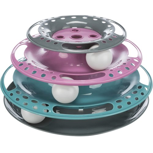 TRIXIE Catch The Balls Circle Track, Interactive Cat Toy, Cat, and Mouse Games (Green/Gray)