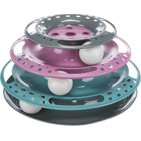 TRIXIE Catch The Balls Circle Track, Interactive Cat Toy, Cat, and Mouse Games (Green/Gray)