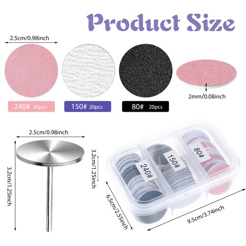 60Pcs Sanding Paper Discs 25mm Replacement Foot Sandpaper Discs Bits for Electric Callus Remover Dead Skin Pedicure(Pink, White, Black)
