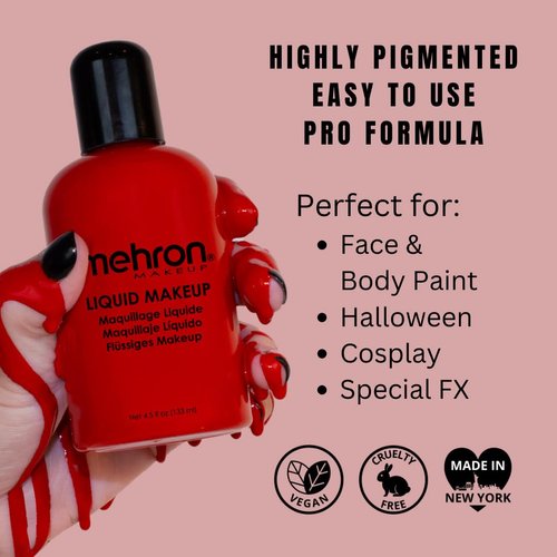 Mehron Makeup Liquid Makeup | Face Paint and Body Paint 4.5 oz (133 ml) (Red)